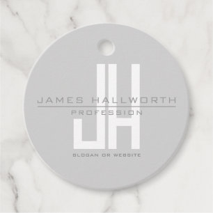 Modern Looking Business Monogram   Grey Favour Tags