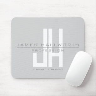 Modern Looking Business Monogram   Grey Mouse Pad