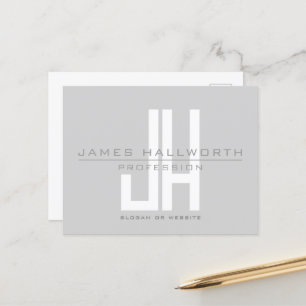 Modern Looking Business Monogram   Grey Postcard