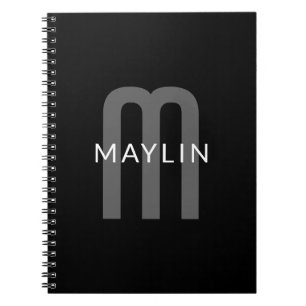 Modern Looking Monogrammed Name   Black Grey White Notebook