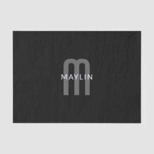 Modern Looking Monogrammed Name Black Grey White Tissue Paper