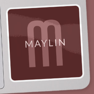 Modern Looking Monogrammed Name   Maroon Red