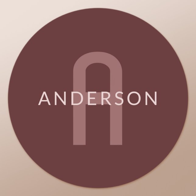 Modern Looking Monogrammed Name | Maroon Red Classic Round Sticker (Creator Uploaded)