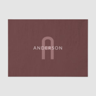 Modern Looking Monogrammed Name Maroon Red Tissue Paper