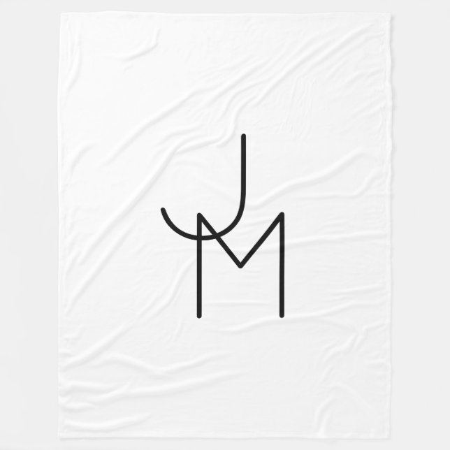 Modern Looking Overlapping Initials Fleece Blanket (Front)