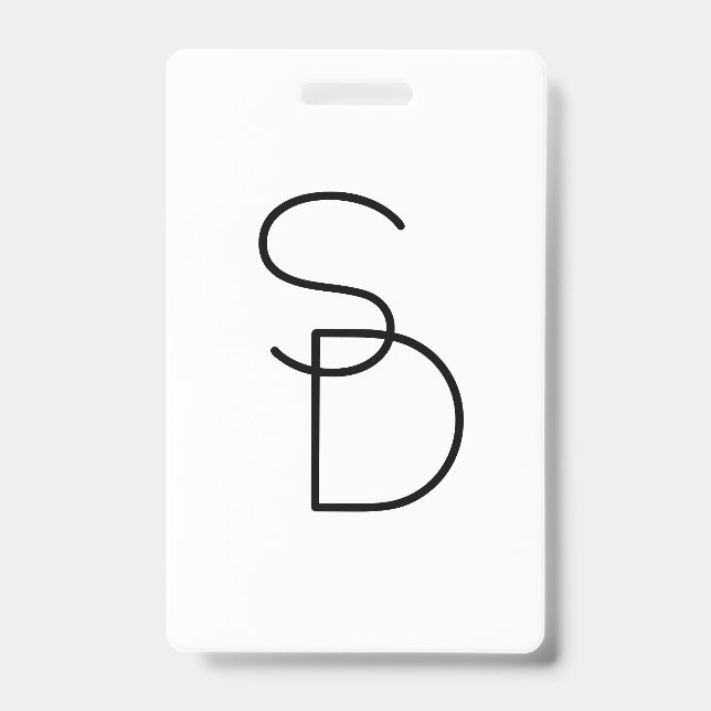 Modern Looking Overlapping Initials ID Badge (Front)