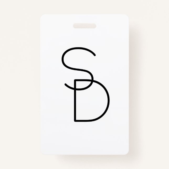 Modern Looking Overlapping Initials ID Badge (Front)