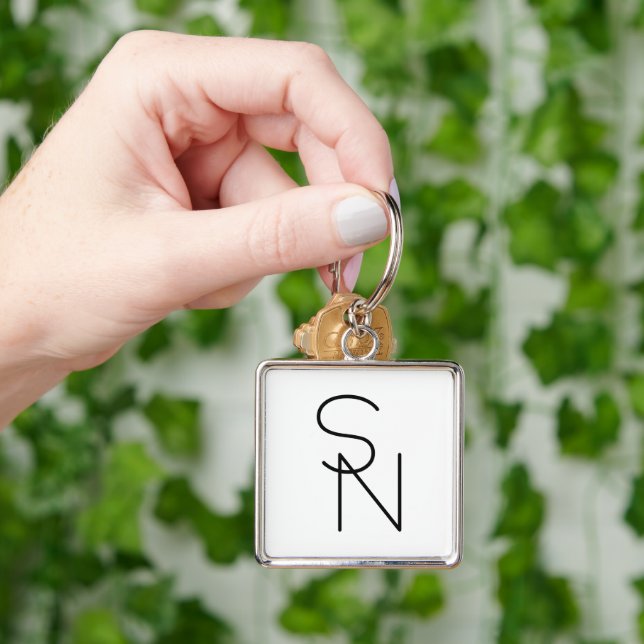 Modern Looking Overlapping Initials Key Ring (Hand)