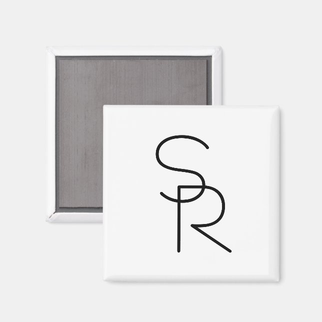 Modern Looking Overlapping Initials Magnet (Front/Back)