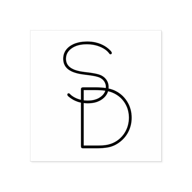 Modern Looking Overlapping Initials Rubber Stamp (Imprint)