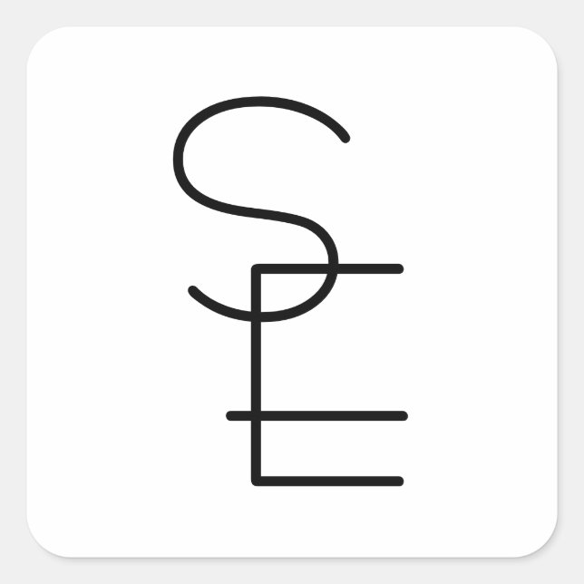 Modern Looking Overlapping Initials Square Sticker (Front)