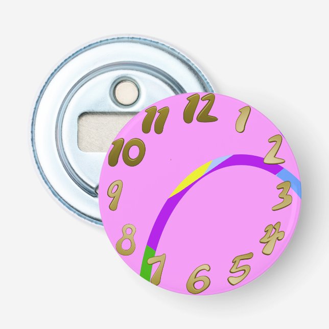 Modern Loops Pink Magenta Button Bottle Opener (Front)