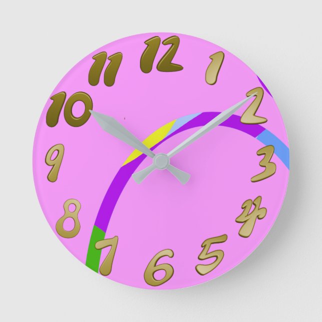 Modern Loops Pink Magenta Wall Clock (Front)