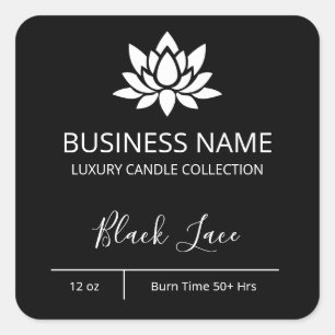 Modern Lotus Black Candle Labels