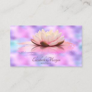 Modern Lotus Brush Stroke Holographic Iridescent Business Card