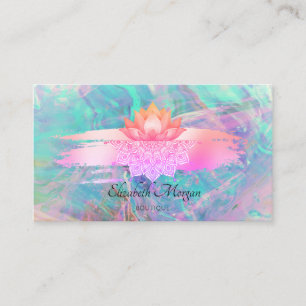 Modern Lotus Mandala Brush Stroke Opal Business Card