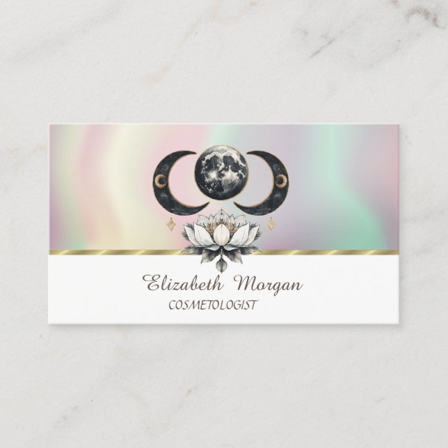 Modern  Lotus Moon Colourful  Business Card (Front)