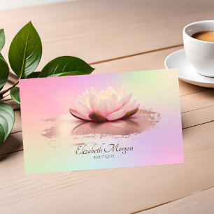 Modern Lotus Rose Gold Brush Stroke Hologrphic Business Card