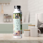 Modern Love 10 Photo Collage Mint Water Bottle<br><div class="desc">A pastel mint green photo collage water bottle to celebrate your family or others you love. You can personalise with 10 pictures. "LOVE" is written down the middle in elegant typography.</div>