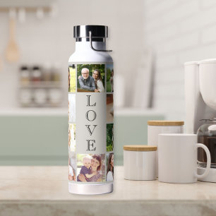 Modern Love 10 Photo Collage Taupe Water Bottle