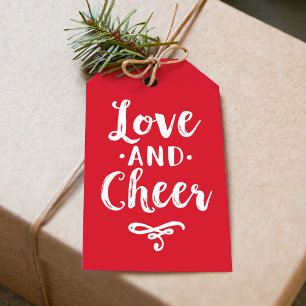 Modern Love and Cheer Red and White Christmas Gift Tags