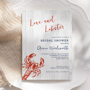 Modern Love and Lobster Coastal Bridal Shower Invitation