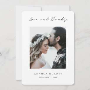 Modern Love and Thanks Photo Borders Wedding Thank You Card