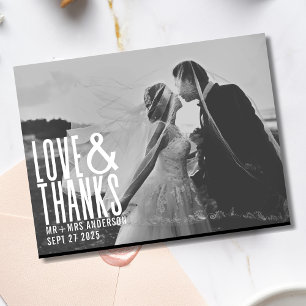 Modern Love and Thanks Thank You Wedding Postcard