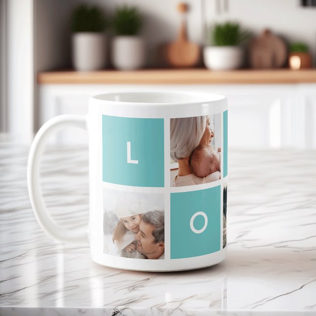 Modern Love | Aqua Photo Collage Mug (Creator Uploaded)