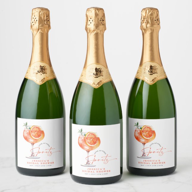 Modern Love At First Spritz Bridal Shower  Sparkling Wine Label (Bottles)