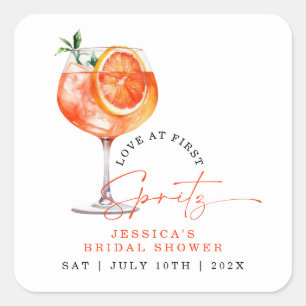 Modern Love At First Spritz Bridal Shower Square Sticker