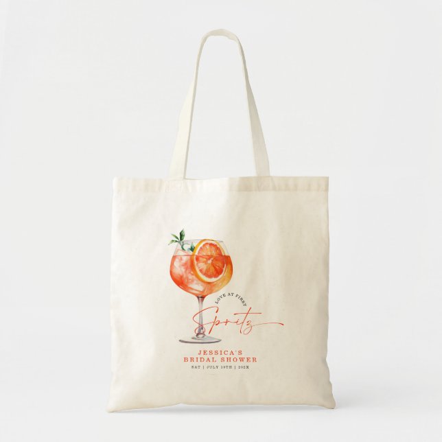 Modern Love At First Spritz Bridal Shower Tote Bag (Front)