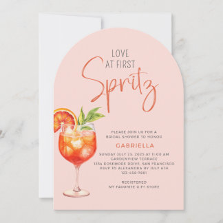 Modern Love At First Spritz Pink Bridal Shower Invitation