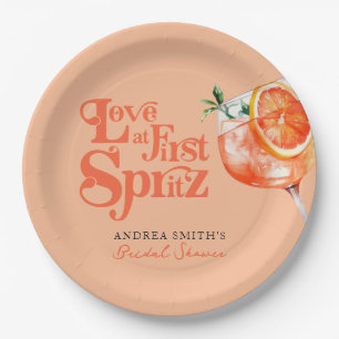 Modern Love at First Spritz Retro Bridal Shower Paper Plate
