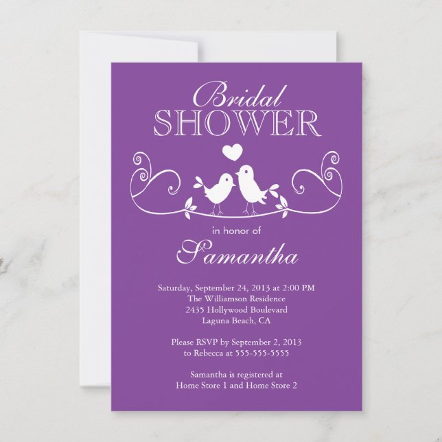 Modern Love Birds Bridal Shower Invitation (Front)