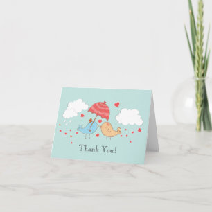 Modern Love Birds Bridal Shower Thank You Note