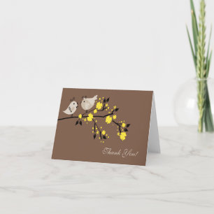 Modern Love Birds Bridal Shower Thank You Note Card