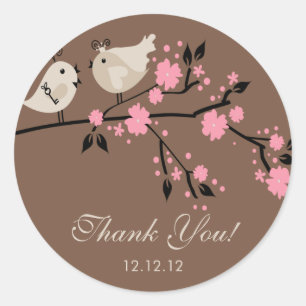 Modern Love Birds Bridal Shower Thank You Stickers
