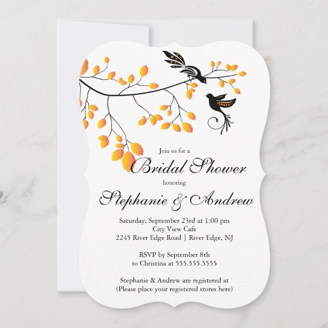 Modern Love Birds Couples Bridal Shower Invitation (Front)