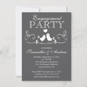 Modern Love Birds Engagement Party Invitations