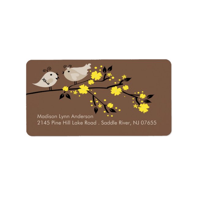 Modern Love Birds Return Address Labels. Label (Front)