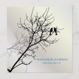 modern love birds rustic country wedding invitation