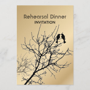 modern love birds rustic country wedding invitation