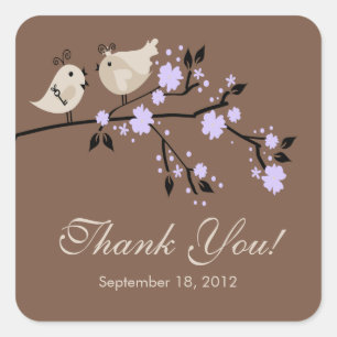 Modern Love Birds Thank You Bridal Shower Square Square Sticker