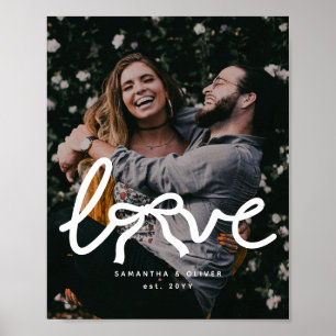 Modern Love Bow Typography Couple Custom Photo Poster