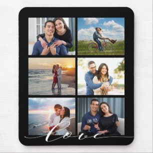 Modern Love Calligraphy Photo Collage Mouse Pad