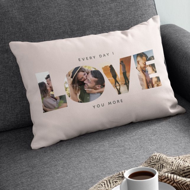 Modern LOVE Collage Cutout Valentine's Day Lumbar  Cushion (Creator Uploaded)