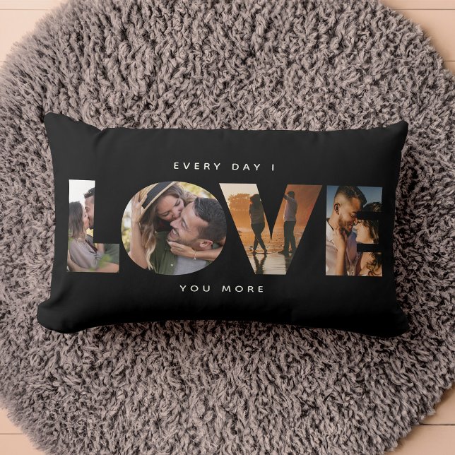 Modern LOVE Collage Cutout Valentine's Day Lumbar Cushion (Creator Uploaded)