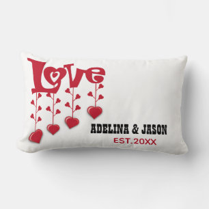 Modern Love Custom Name Valentines Day Lumbar Cushion