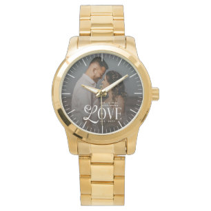 Modern Love Custom Name Year Photo Couples Wedding Watch